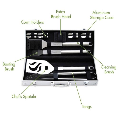 several utensil in the cuisinart bbq set