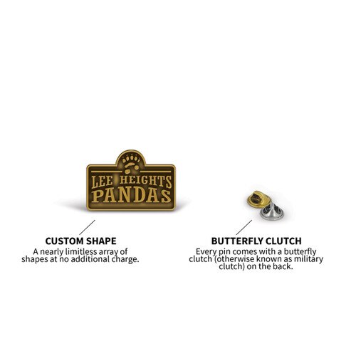 custom shape and clutch options for die struck lapel pins
