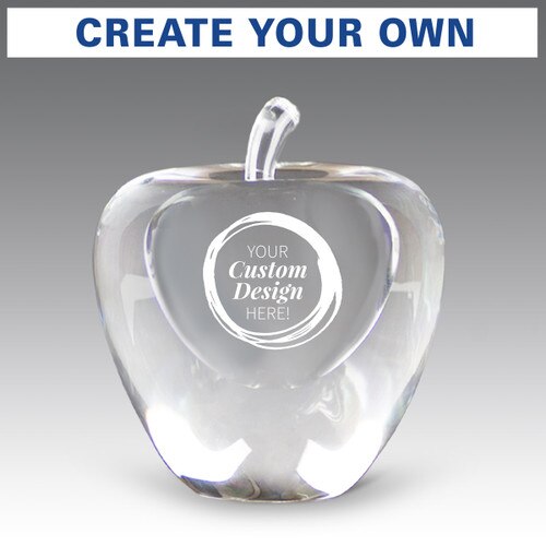 solid optic crystal apple with create your own option