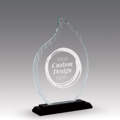 crystal flame base award with create your own option