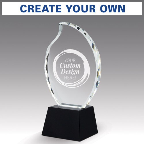 faceted crystal flame base award with create your own option