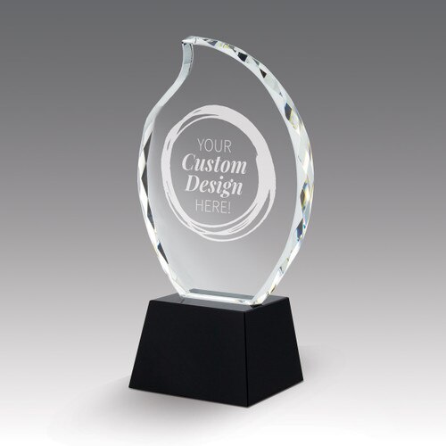 faceted crystal flame base award with create your own option