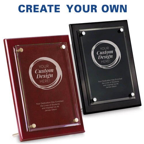 create your own black and rosewood floating glass plaques