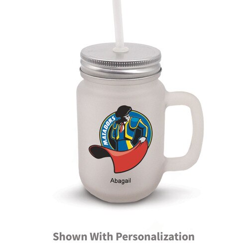 frosted mason jar with custom logo