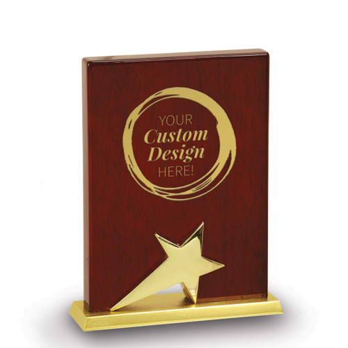create your own gold star rosewood piano finish base award
