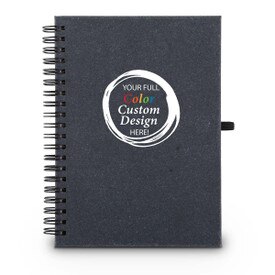 Hardbound spiral journal notebook with sticky notes & flags inside. Featuring your full-color logo on the cover.