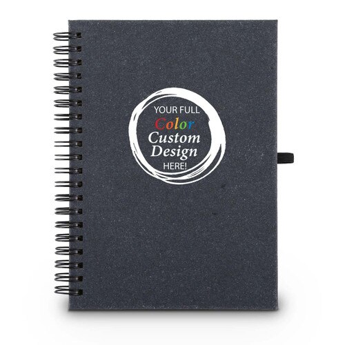 Hardbound spiral journal notebook with sticky notes & flags inside. Featuring your full-color logo on the cover.