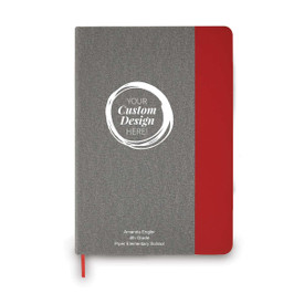 create your own heather gray journals with red accents