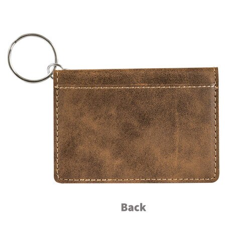 back side of rustic leather id holder