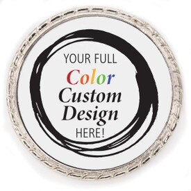 Kudo Coin Made Of Silver Metal With Rope Design Around The Outside. Featuring Your Custom Logo In Full Color.