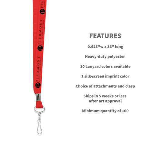 product details for custom 1 color lanyard