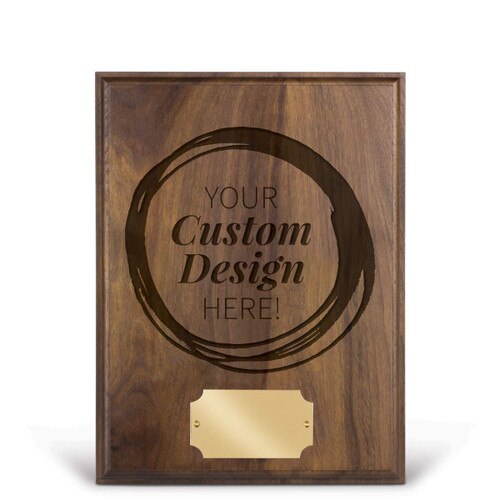 laser engraved solid walnut plaque with create your own option