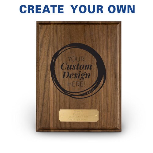 7x9 laser engraved solid walnut plaque with create your own option