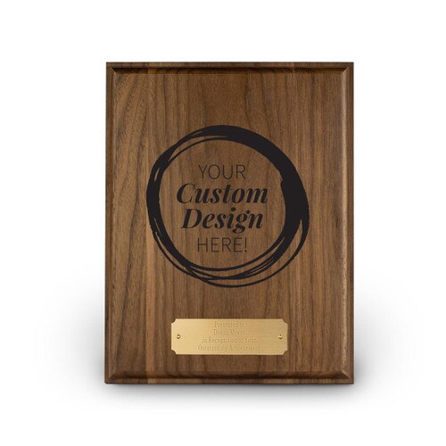 7x9 laser engraved solid walnut plaque with create your own option