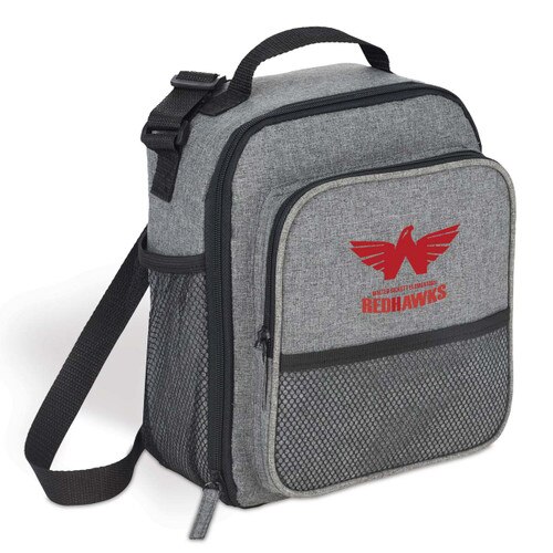heather gray lunch bag with custom logo