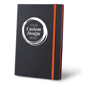 Custom Matte Black Hardbound Journal with Orange Trim