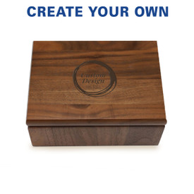 Small walnut memory keepsake box with your laser-engraved custom logo or design.