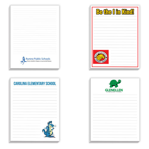 four notepads custom logos
