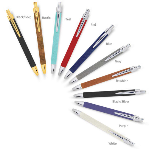 multiple colors of leather pens