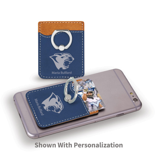 This custom phone wallet in blue with stainless steel ring is the perfect functional gift for teachers.