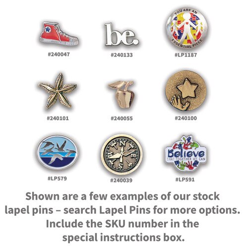 nine lapel pin options for message card