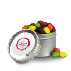 create your own round tin with skittles