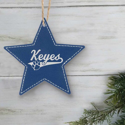 blue star ornament with custom logo
