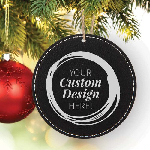 black round ornament with custom logo