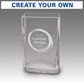 Small crystal vase featuring your etched custom logo or design.