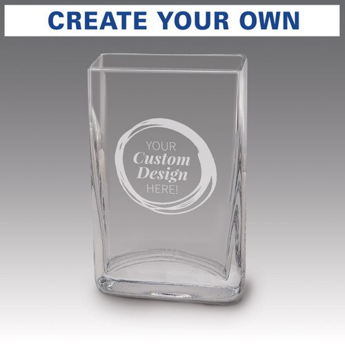 Small crystal vase featuring your etched custom logo or design.