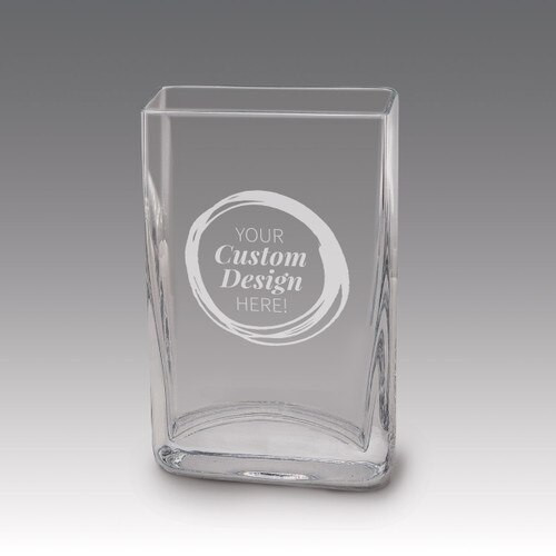 Small crystal vase featuring your etched custom logo or design.