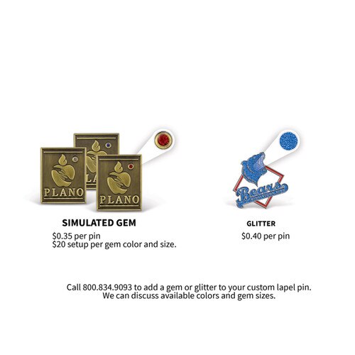 gem stones and glitter options for soft enamel lapel pins