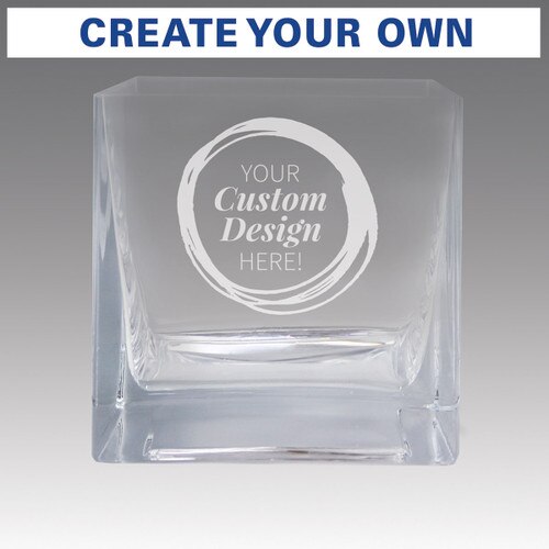 Square crystal recognition bowl featuring your sandblasted custom logo or design.