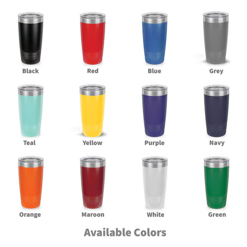 multiple colors of 20 ox stainless steel tumblers