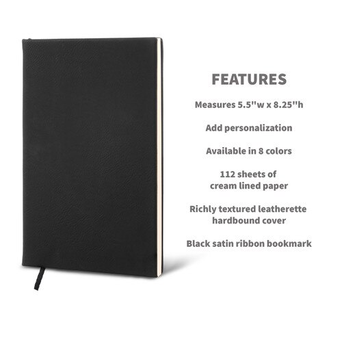 features of the textured hardbound journal