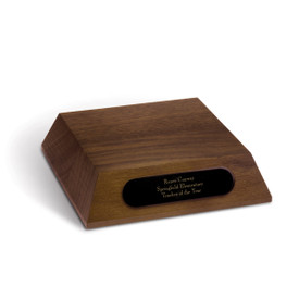 walnut deluxe bell pyramid base with personalized black brass plate