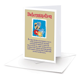 note card with a message of determination and envelope