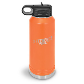 32oz. stainless steel water bottle featuring the inspirational message Difference Maker. Available in 9 colors.
