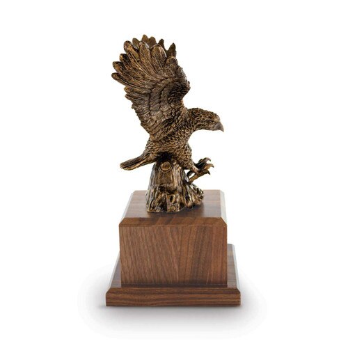 antique gold resin eagle on solid walnut base