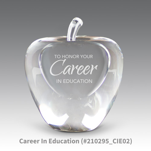 solid optic crystal apple with career in education message