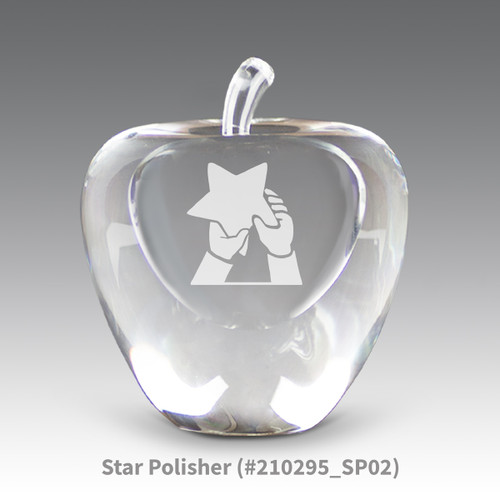 solid optic crystal apple with star polisher design