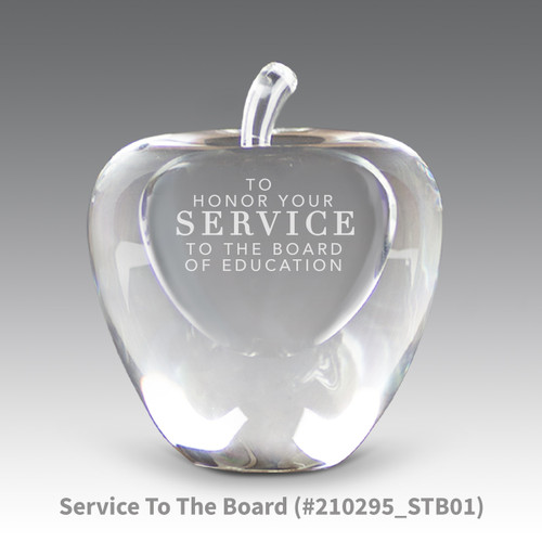 solid optic crystal apple with service to the board message