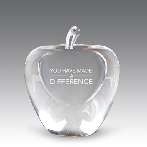 solid optic crystal apple with you have made a difference message