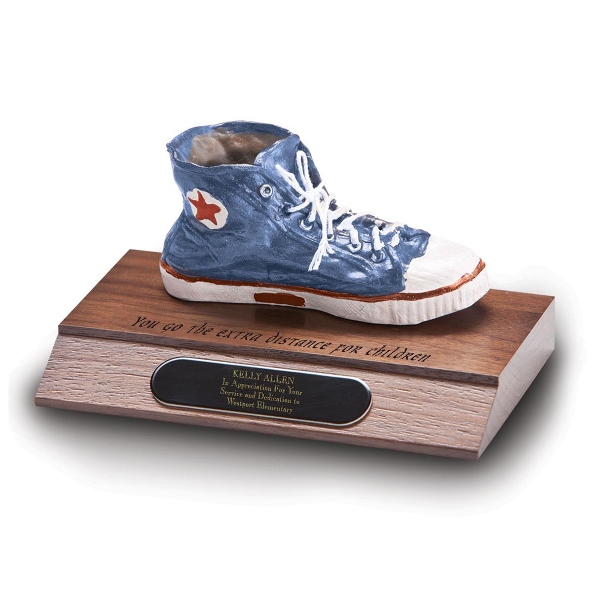 base award with blue sneaker and extra distance message