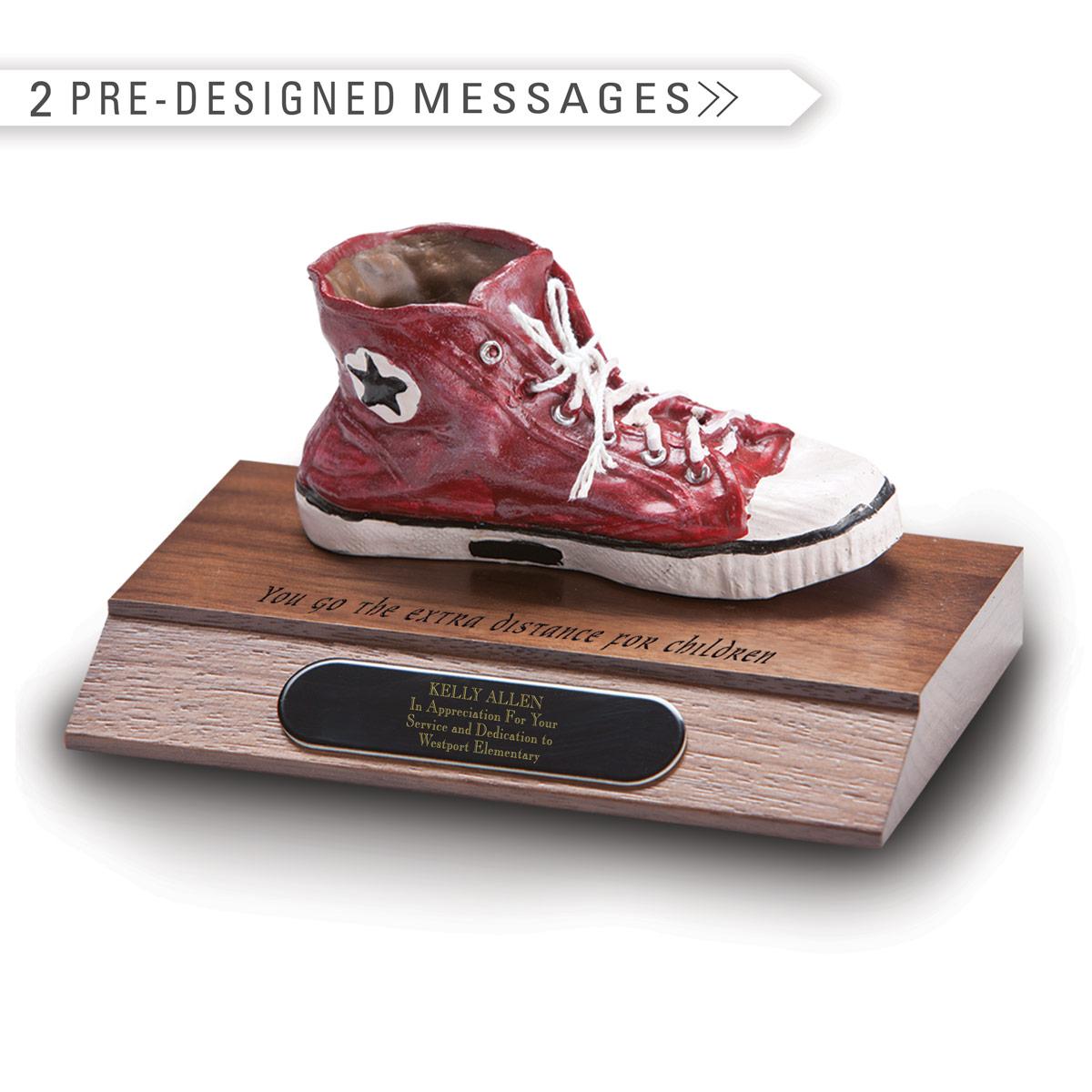 base award with red sneaker and extra distance message