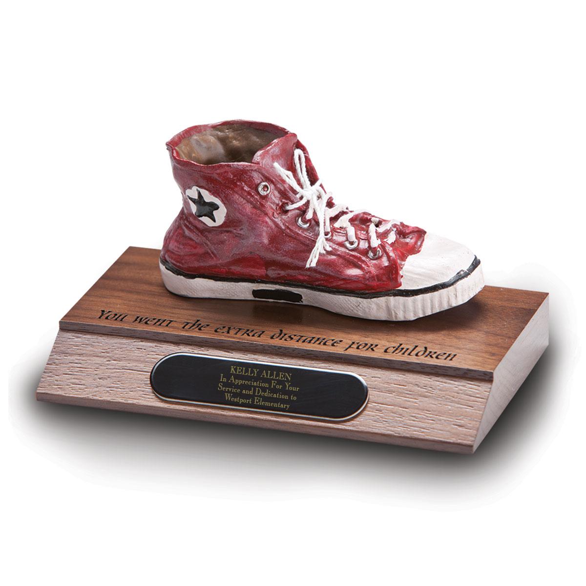 base award with red sneaker and extra distance message