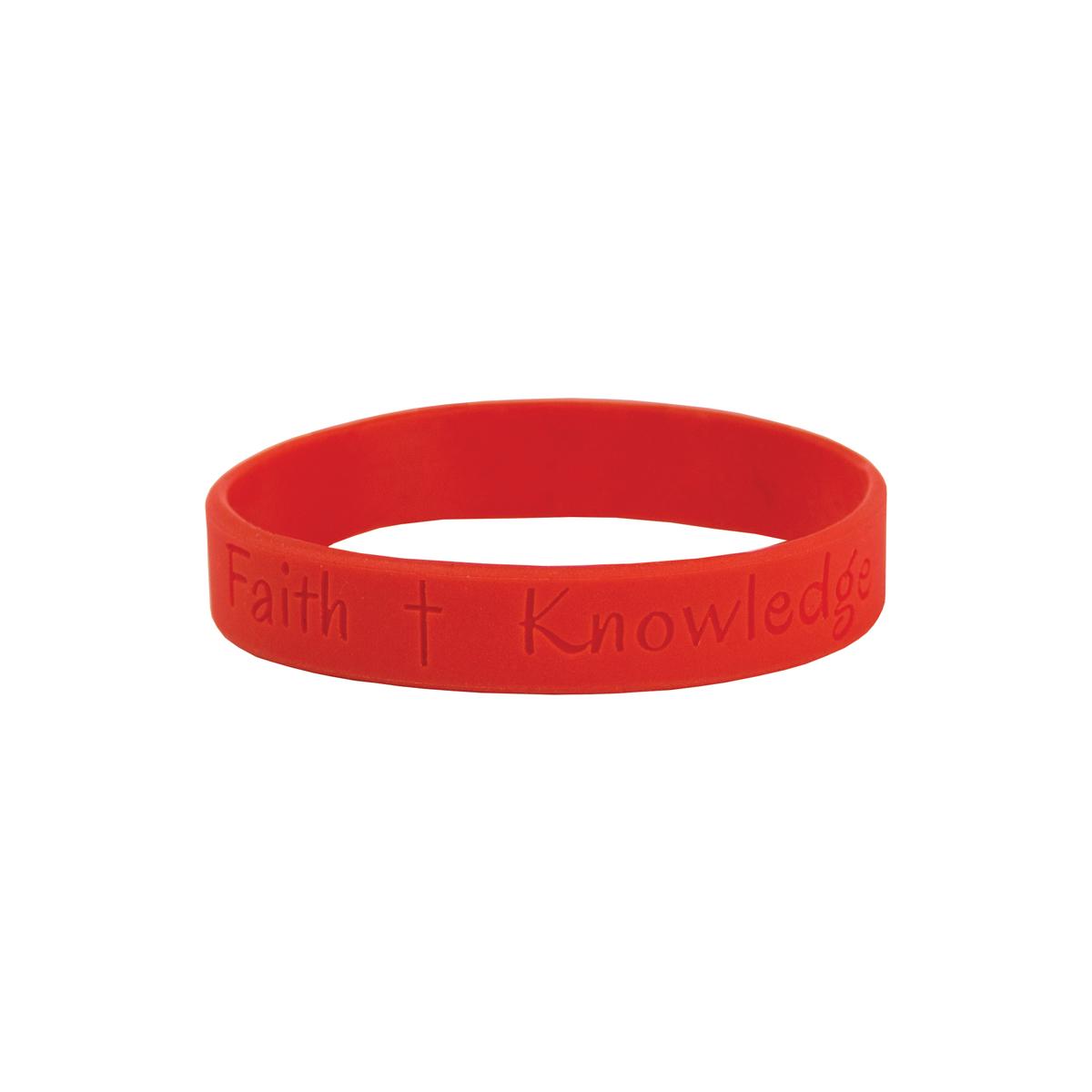 faith knowledge service red silicone wristband