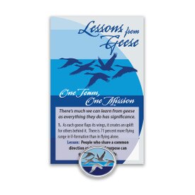 flying geese lapel pin and message card