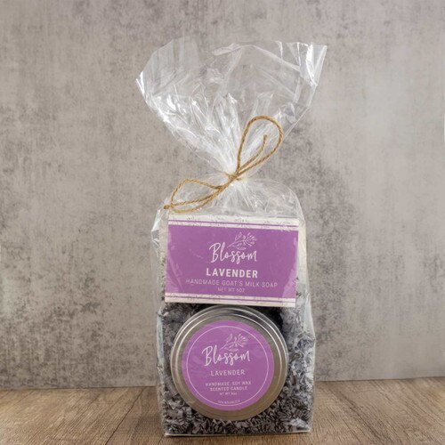 lavender scented candle and soap gift set