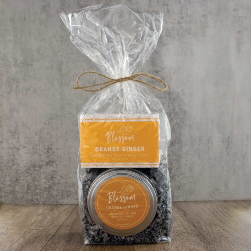 orange ginger scented candle and soap gift set